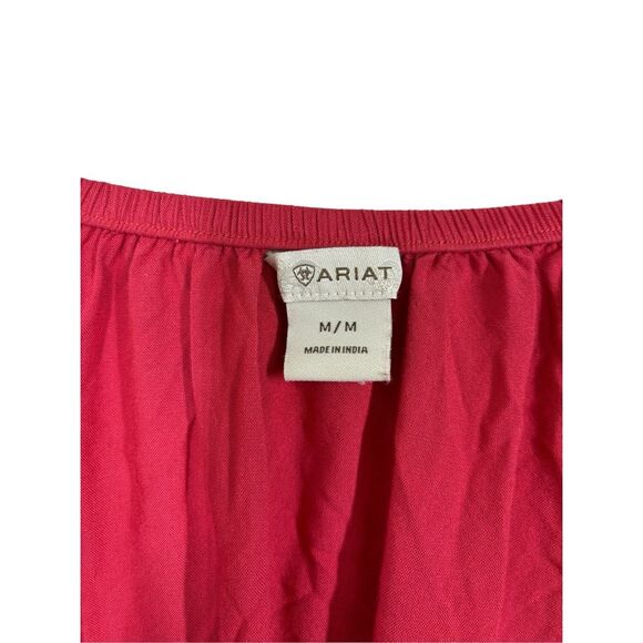 Ariat Red Long Sleeve Off Shoulder Blouse Size M Embroidered  Boho - Picture 3 of 7